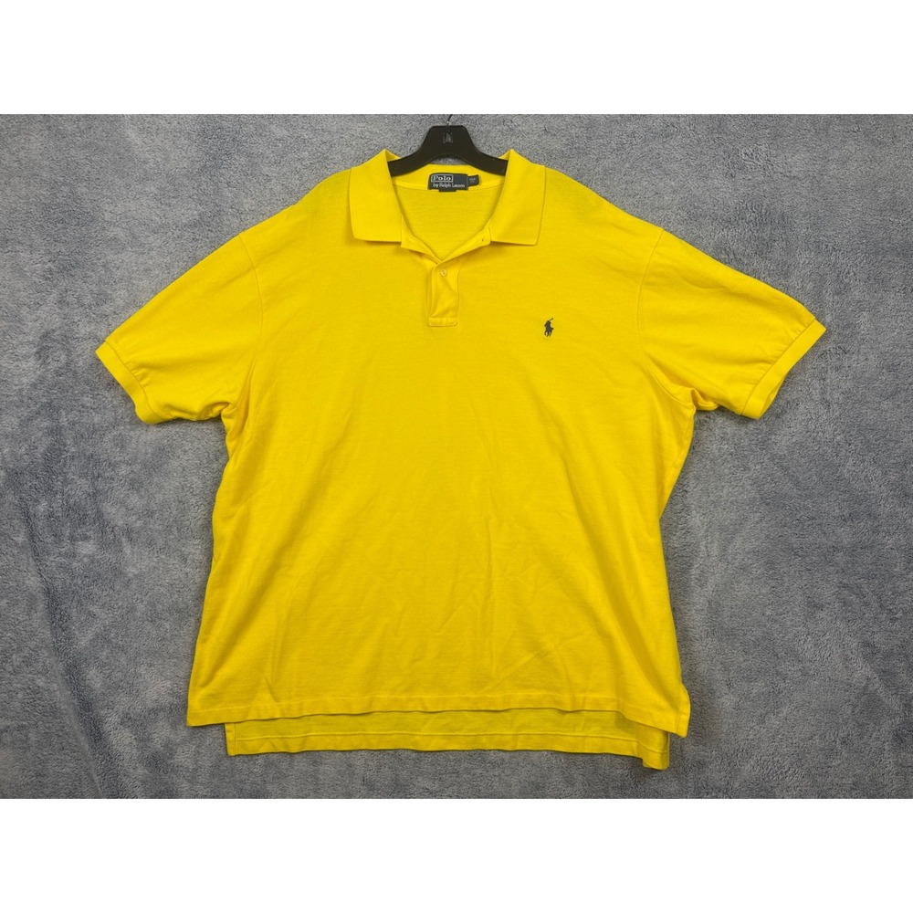 Polo Ralph Lauren Mens 3XB Yellow Short Sleeve Pony Logo Pique Polo Shirt